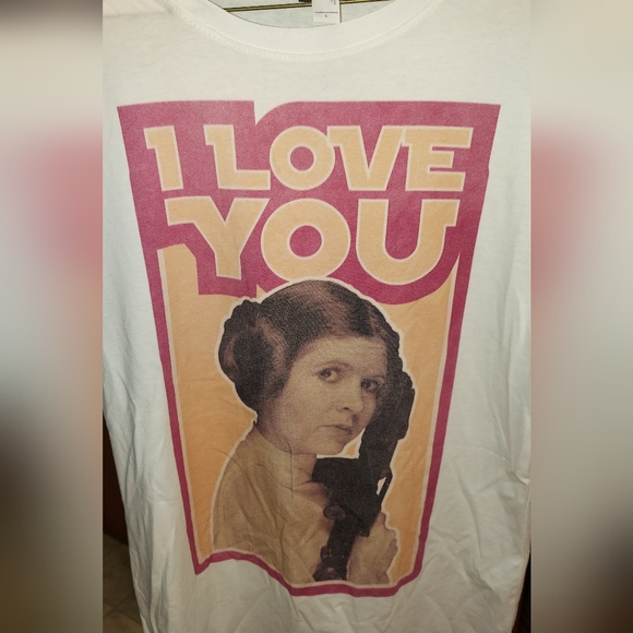 Officially Star Wars Princess Leia Licensed Love You White  T-Shirt in Size Lg - Picture 2 of 7